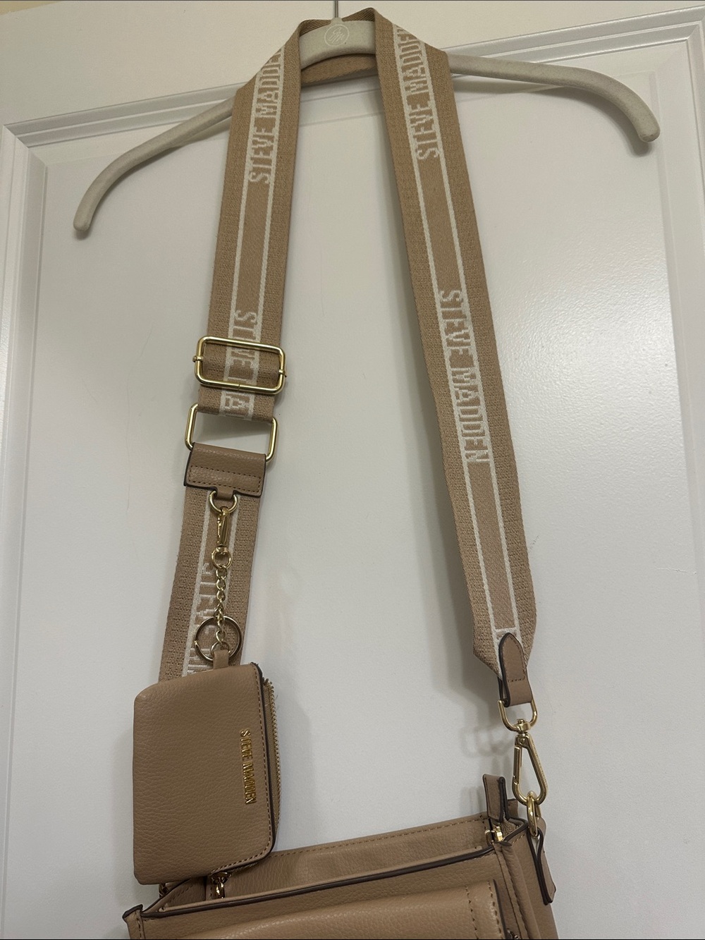 Steve Madden Taupe Crossbody Bag with Branded Canvas Strap - Picture 4 of 8